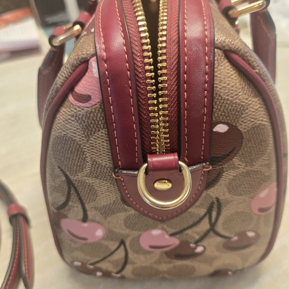 Coach Cherry Pattern Satchel - Brown and Pink - Picture 6 of 16